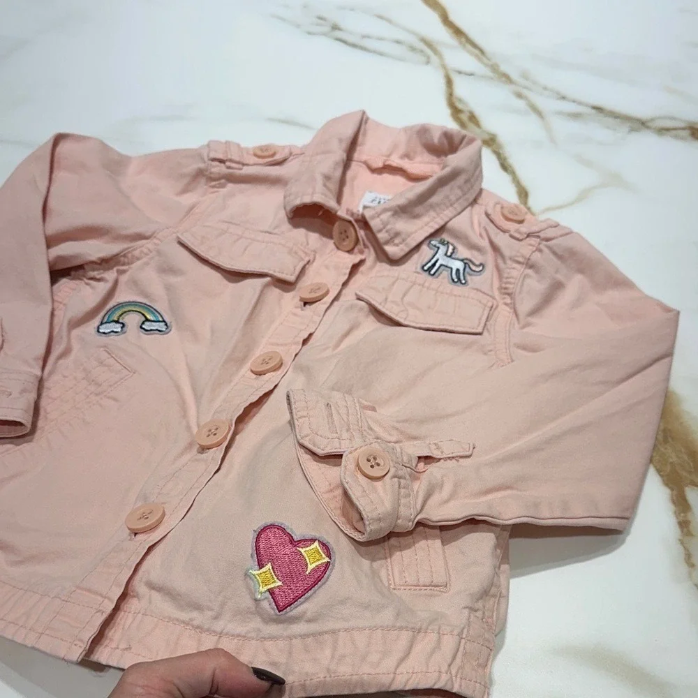 Gap Kids Light Pink Jean Jacket with Fun Patches